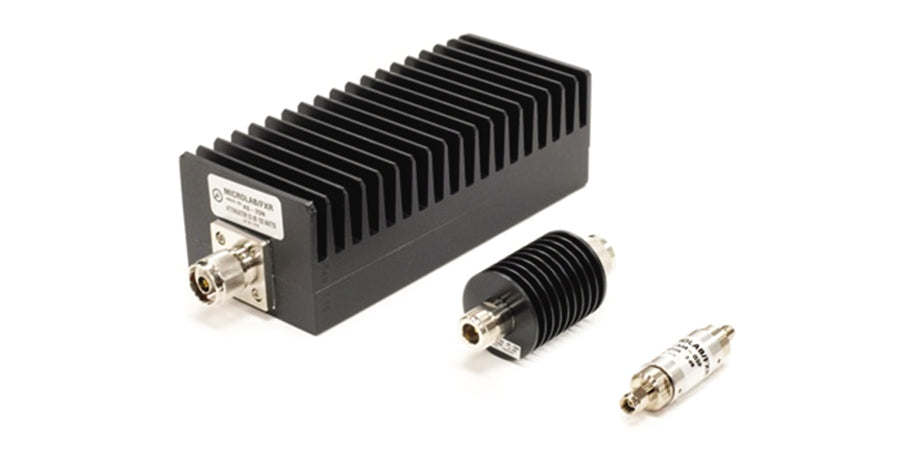 Microlab/FXR AQ-20N | Resistive Attenuator, Type N Male to Female, 20 dB, Passivated, 3 GHz, Aluminum, 25 W