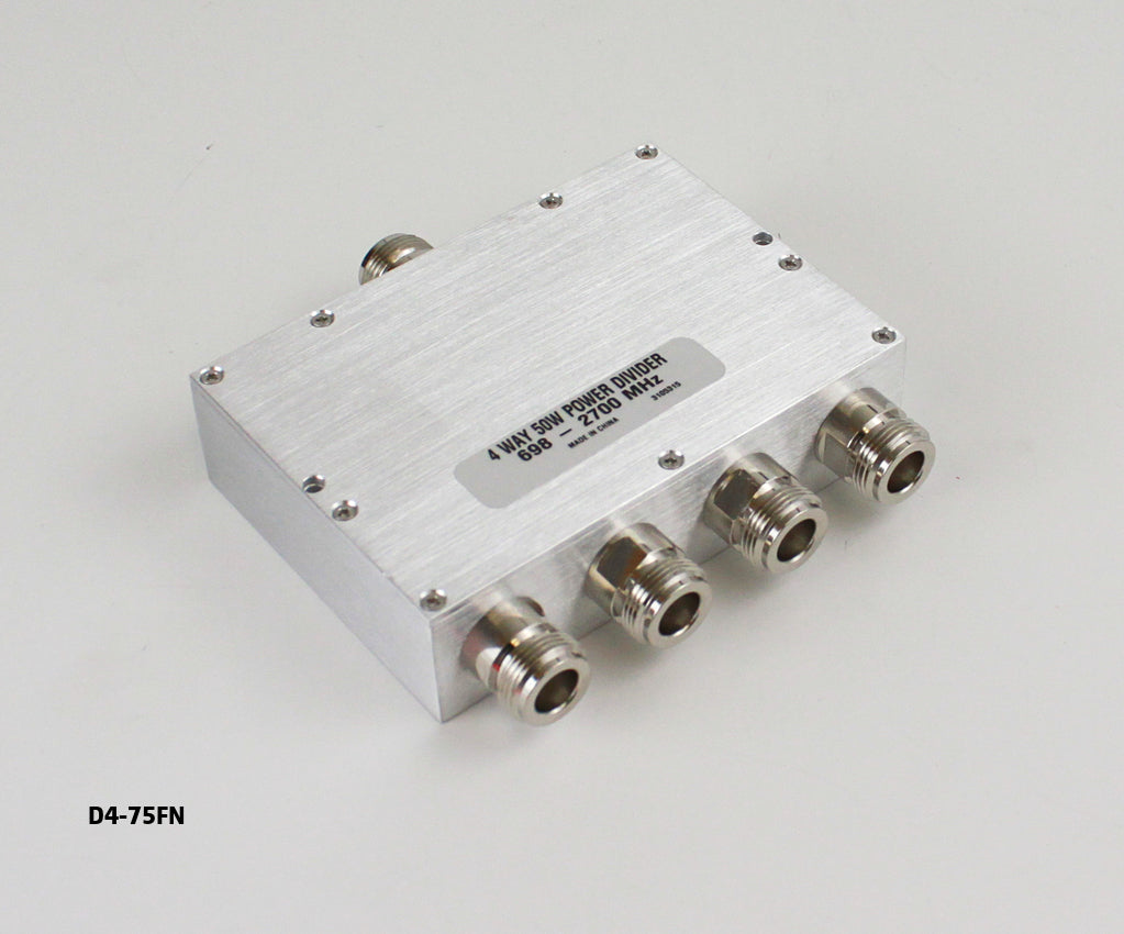 Microlab/FXR D4-75FN | 4-Way Wilkinson Splitter, N-Type Female Input, N-Type Female Output, 4 Output Output, N-Female