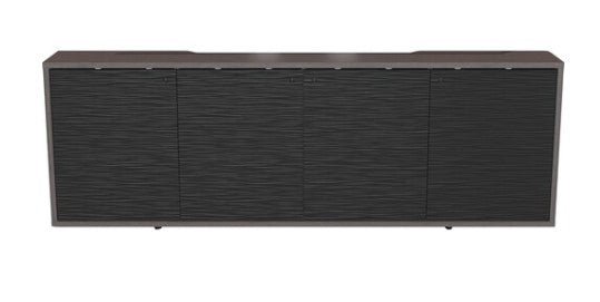 Middle Atlantic C3C4D1M4HA3ZP001 | 4 Bay 96" W x 32" H x 10" D Credenza with Black Wave Aluminum Doors