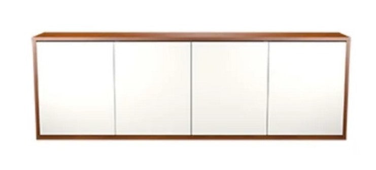 Middle Atlantic C3C4D1M7HB3ZP001 | 4 Bay 96" W x 32" H x 10" D Credenza with Frost White Gloss Doors - High Pressure Laminate Surface Material