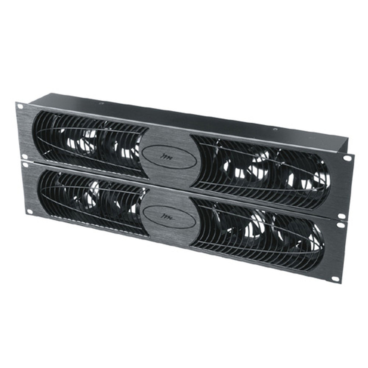 Middle Atlantic UQFP4RAIO | UQFP Series Intake/Exhaust Fan Panel, 2 RU, 19 Inch Width x 2.96 Inch Depth x 3.5 Inch Height, Steel, Black Brushed and Anodized, 100 CFM
