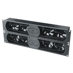 Middle Atlantic UQFP4RAIO | UQFP Series Intake/Exhaust Fan Panel, 2 RU, 19 Inch Width x 2.96 Inch Depth x 3.5 Inch Height, Steel, Black Brushed and Anodized, 100 CFM