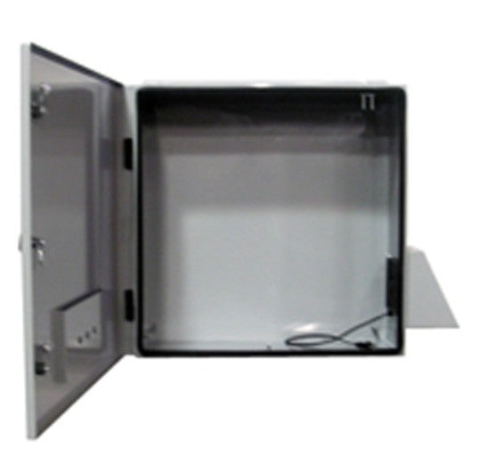 Mier Products BW-124FCSS | Nema Type 3R Outdoor 24" W x 24" H x 8" D Stainless Steel Enclosure with Thermostat and Fan - Gray w/ Internal Removable 22" W x 22" H Back-Panel