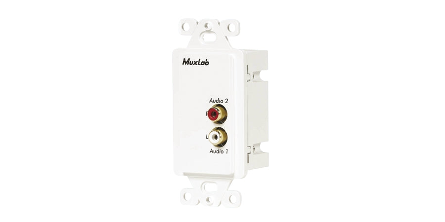 Muxlab 500028-WP | Stereo Hi-Fi Wall Plate Balun, WxLxH, 2.36 x 2.76 x 1.18 in.