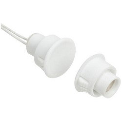 Nascom N1178CW/ST | Door Stubby Switch/Magnet Set Closed Loop NO, 1FA, 3/4" Width Recessed Gap 200 Volt DC, 0.5 Ampere, Polypropylene, White, for Steel/Wood Door