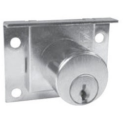 National Cabinet Lock C8133-915-26D | Drawer Lock, Pin Tumbler, Half Mortise, 7/8" Length Cylinder, 1/4" Dead Bolt Travel, Dull Chrome