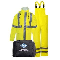 National Safety Apparel KITRLC3LG | Arc H2O Flame Resistant Hi-Vis Rainwear Kit, ANSI Class 3, Type R, Yellow, L