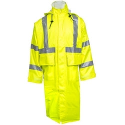 National Safety Apparel R31RL06XL | Arc H2O 48" Flame Resistant Hi-Vis Trench Coat, ANSI Class 3, Type R, Yellow, XL