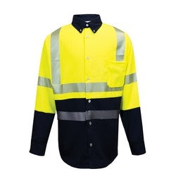 National Safety Apparel SHRTV3C3YNMDRG | VIZABLE FR Hybrid Work Shirt, ANSI Class 3, M, Fluorescent Yellow/Navy