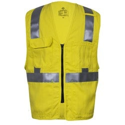 National Safety Apparel V21TV2Z3X | VIZABLE FR Deluxe Hi-Vis Zip Front Safety Vest, Type R Class 2 (3X), FR Hi-Vis Woven Modacrylic Blend, Class 2