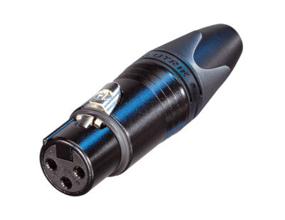 Neutrik NC3FXX-HA-BAG | Cable end XX series 3 pin female crimp 24 22 AWG wire Black Silver
