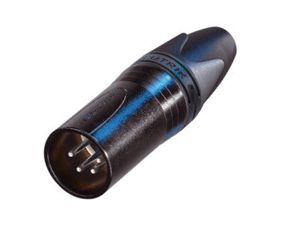 Neutrik NC4MXX-BAG | 4 Pole Male Cable Connector with Black Metal Housing and Silver Contacts