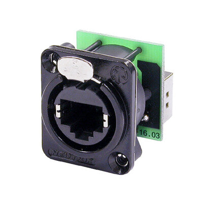 Neutrik NE8FDP-B | RJ45 Feedthrough Receptacle, Black, 57 V, RJ45