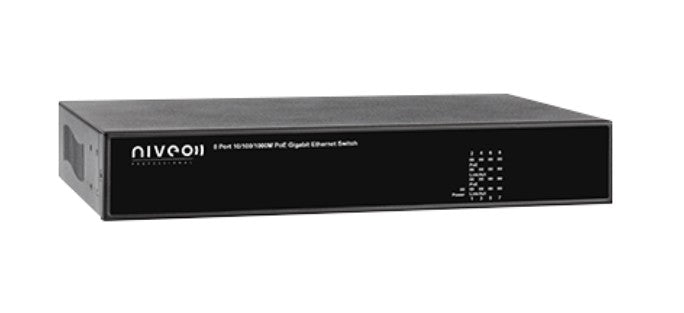 Niveo Professional NGSE8H-AV | PoE+ Switch, 8-Port, (8) 10/100/1000M PoE+ Port Configuration, 130 W Power Consumption