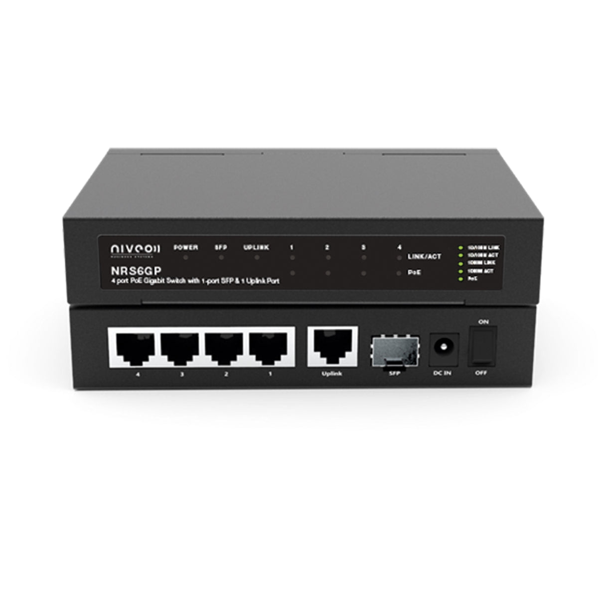Niveo Professional NRS6GP | PoE Switch, 6-Port, Network Technology, Gigabit Ethernet, 50/60Hz
