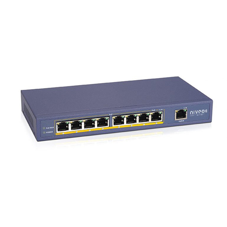 Niveo Professional NRS8GP | PoE Switch, 10-Port, 10/100/1000 Mbps PoE RJ45, 10/100/1000 Mbps RJ45 Port Configuration