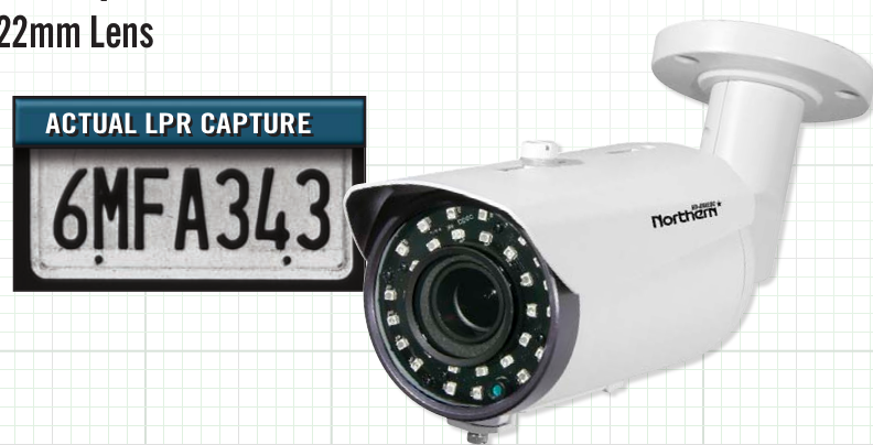 Northern Video HDLPCAM | Tvi/Cvi/Ahd/960H License Plate, Bullet, 9-22Mm, 50' Range, Ip66, White