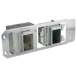 Nvent Caddy A1BF3G53N | All-In-One Between-Stud With Removable Mud Ring, Multi-Box, (4) 1", (4) 1 1/4" Knockouts, 1 Gang, 64 In3 Box, 1 1/4" Drywall, 3 5/8"