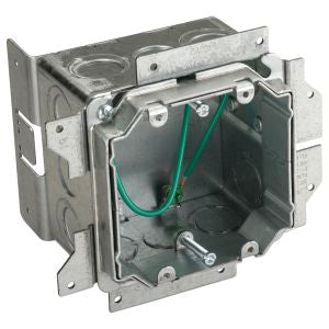 Nvent Caddy A1SFV2G | All-In-One Stud-Mounted With Adjustable Mud Ring, 2 Gang, 5/8"-1 1/2" Drywall, 3 5/8"