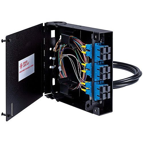 Optical Cable Corporation ZDMB6B | Wall Mount Fiber Distribution Enclosure, 6-Port, 7×6×1.3 in., Black