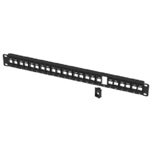 Ortronics SPKFBU24 | TechChoice, Keystone Panel, Steel, Black, 24-Port, Cat 6A, 1U, Unloaded, Flush?Mount