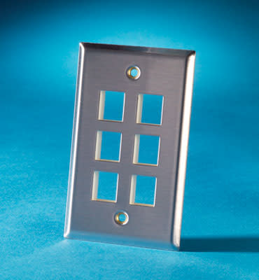 Legrand - Ortronics KSSS6 | Faceplate, Stainless Steel, 4.5 x 2.74 x 0.17 in., One Gang Bracket, No, Keystone Jack