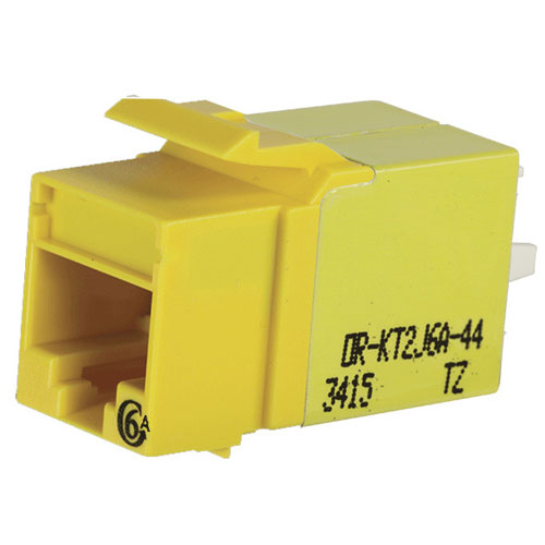 Legrand - Ortronics KT2J6A-44 | Category 6a Keystone Jack, T568A/B, Yellow, 1, Beryllium Copper, Phosphor Bronze, Gold-Plated, Nickel-Plated