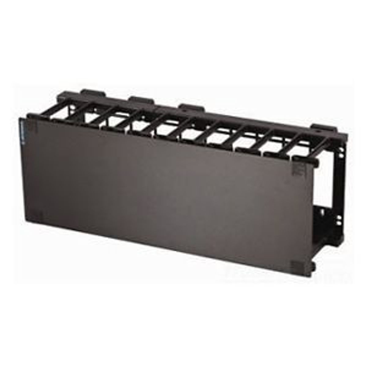 Legrand - Ortronics MM6HMF4RU | Mighty MO 6 Cable Management Panel with Cover, Horizontal, Black, 4RU, 6.97 H x 19 W x 6.26 in. D