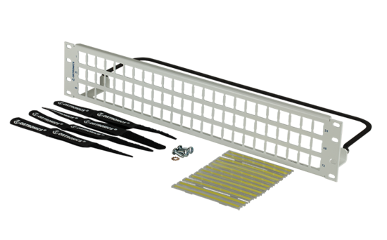 Legrand - Ortronics PHDHJU72 | HDJ Series, Copper Patch Panel, 72 Port, 2 Rack Unit, Black/White, 3.47 H X 19 W X 6.45 in. D