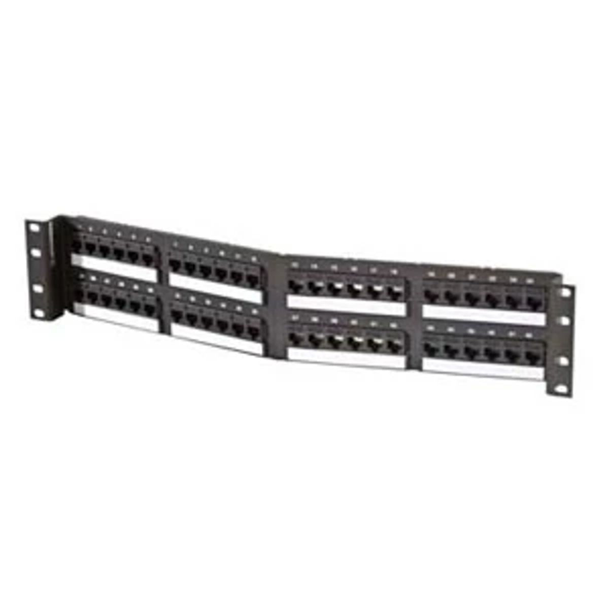 Legrand - Ortronics SPA5EU48 | TechChoice Series Patch Panel, Cat 5e, 48-Port, 2 RU, Black, 3.5 H x 19 W x 2 D in.