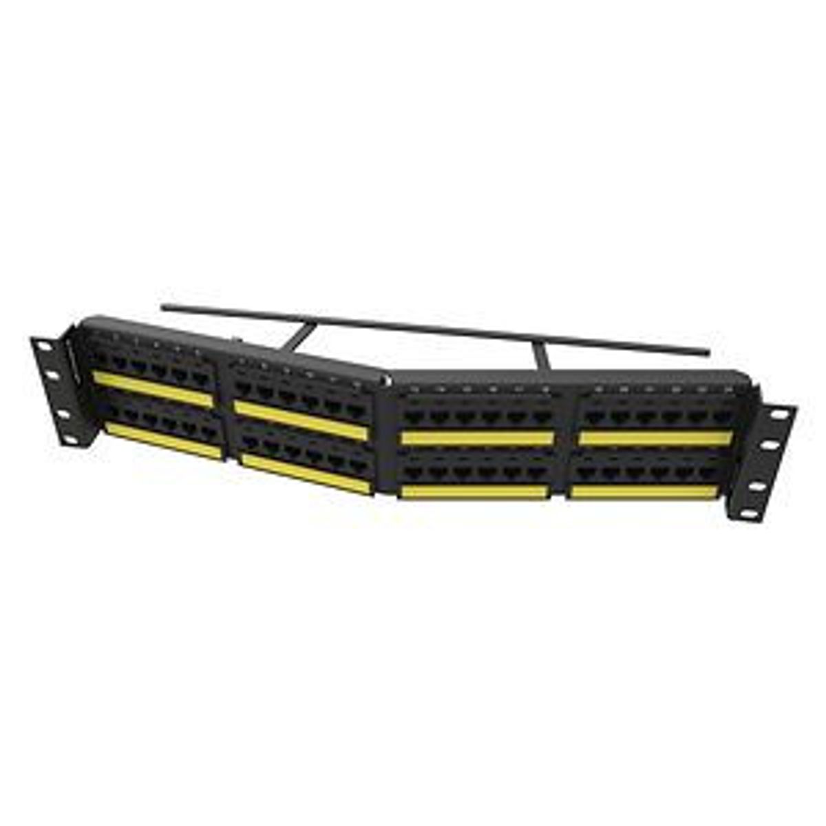 Legrand - Ortronics SPA6AU48 | Techchoice Cat 6A, 48 Port Angled Patch Panel, Black
