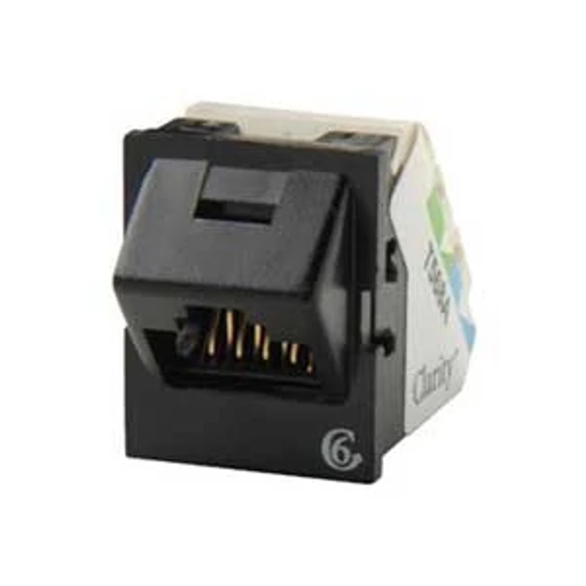 Legrand - Ortronics TJ645-00 | Clarity, Cat 6 Jack Module, 1-Port, 22 to 26 AWG, Angled TracJack, Black, 23.37 H x 18.54 W x 31.24 mm D