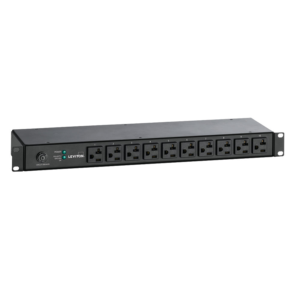 Leviton P1021-12S | Unmetered Horizontal Power Distribution Unit 120V 20A, 10 Receptacle, 5-20P Plug Type