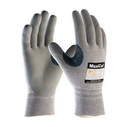 PIP 19-D470/L | MaxiCut Seamless Knit Dyneema / Engineered Yarn Glove with Nitrile Coated MicroFoam Grip on Palm & Fingers, Gray, Large