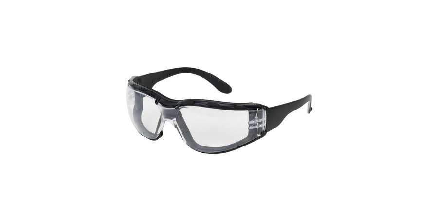 PIP 250-01-F020 | Rimless Safety Glasses with Black Temple, Clear Lens, Foam Padding and Anti-Scratch / Anti-Fog Coating
