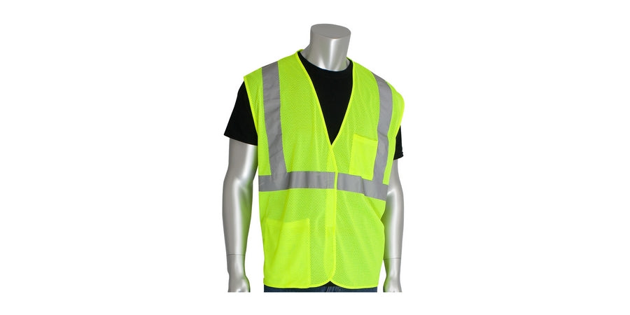 PIP 302-0702-LY/2X | Mesh Vest, 2X-Large, Hi-Vis Yellow, Polyester Mesh, Unisex