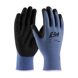 PIP 34-500/L | G-Tek Seamless Knit Nylon Glove with Nitrile Coated MicroSurface Grip on Palm & Fingers - Touchscreen, Blue, Large