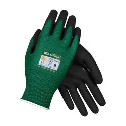 PIP 34-8743/S | MaxiFlex Cut Seamless Knit Engineered Yarn Glove with Premium Nitrile Coated MicroFoam Grip on Palm & Fingers, Green, Small
