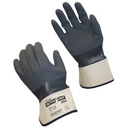 PIP 56-AG588/M | ActivGrip Nitrile Coated Glove with Cotton Liner and MicroFinish Grip - Safety Cuff, Gray, Medium