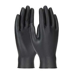PIP 67-246/L | Grippaz Skins Extended Use Ambidextrous Nitrile Glove with Textured Fish Scale Grip - 6 Mil, Black, Large