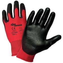 PIP 701CRPB/L | G-Tek Seamless Knit Nylon Glove with Polyurethane Coated Smooth Grip on Palm & Fingers - 15 Gauge, Red, Large