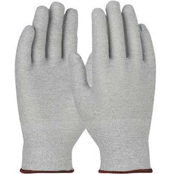 PIP KASL | QRP Qualaknit Seamless Knit Nylon / Carbon Fiber Electrostatic Dissipative (ESD) Glove, Gray, Large