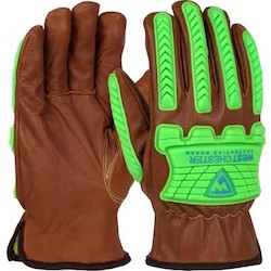 PIP KS993KOAB/M | Boss Xtreme AR Top Grain Goatskin Leather Drivers Glove with Oil Armor Finish and Para-Aramid Lining, Brown, Medium