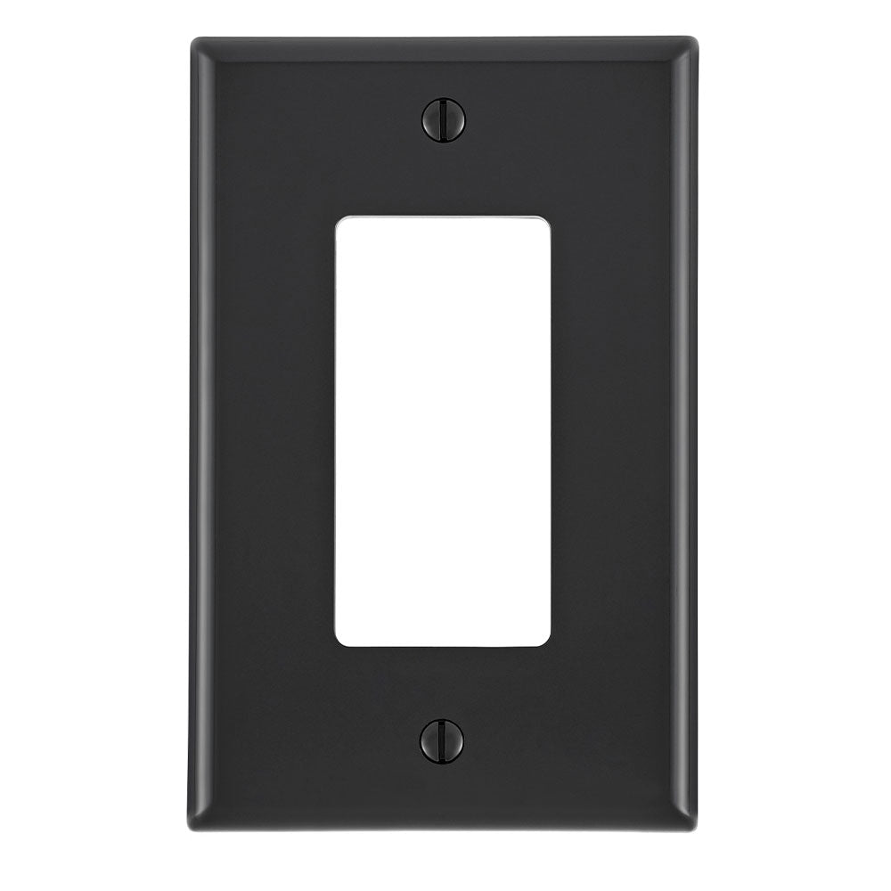 Leviton PJ26-E | 1-Gang Decora/GFCI Device Decora Wallplate, Midway Size, Thermoplastic Nylon, Device Mount, Black