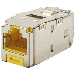 Panduit CJS6X88TGYLY Shielded Jack Module, Category 6A, RJ45, 10 Gb/s, 8-position, Yellow, 8-wire Universal, ABS Shield