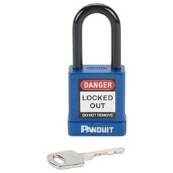 Panduit PSL-8BU | Psl-8Bu Short Shackle Padlock, Blue, 1.58", Pk1