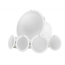 Electro-Voice EVID-C44 | Ceiling-mount Background Music Speaker Package, Subwoofer, 4 Satellite Speakers, White
