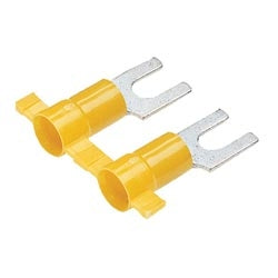 Panduit PV14-8FB-3K | Reel Smart PV14-8FB-3K Fork Terminal, Blue, Vinyl, 14-16 AWG, #8 Stud, PK3000