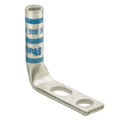 Panduit LCC10-14JAWF-L | Copper Compression Lug, 2 Hole, #10 AWG, 1/4"; (6.4mm) Stud, Slotted Tongue, 90 Degrees Bent