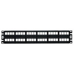 Panduit NKFP48Y Patch Panel, Keystone Module, Flat, 48-Port, 2U, T568A/B Wiring, 19"; Width x 1.04"; Depth x 3.47"; Height, Stainless Steel/ABS Plastic, Black